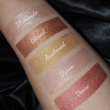 Close up swatches on skin 5 shimmers from Twin Soul palette 